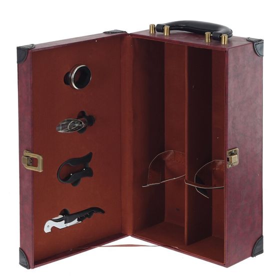 Шкатулка для бутылок с набором сомелье, Д19,5 Ш12 В35 см