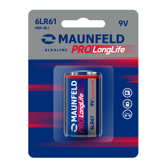 Батарейка Maunfeld PRO Long Life Alkaline 9V(6LR61) MB9-BL1, блистер 1 шт.