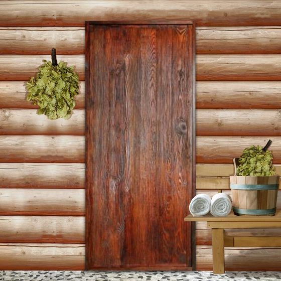 Дверь для бани &quot;Классика&quot;, 190×80см, брашированная, морёная, лакированная, &quot;Добропаровъ&quot;
