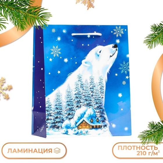 Пакет подарочный &quot;Зимний лес &quot;, 18 х 22,3 х 10 см.
