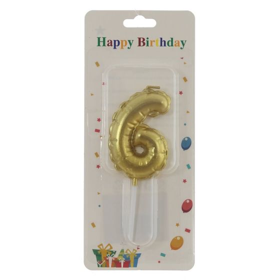 Свеча для торта &quot;Цифра 6&quot;, L3,5 W1 H9 см