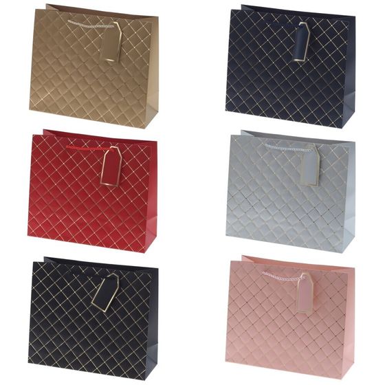 Пакет подарочный (бумага 210г/м2, блок 12шт), L31 W12 H26 см, 6в.