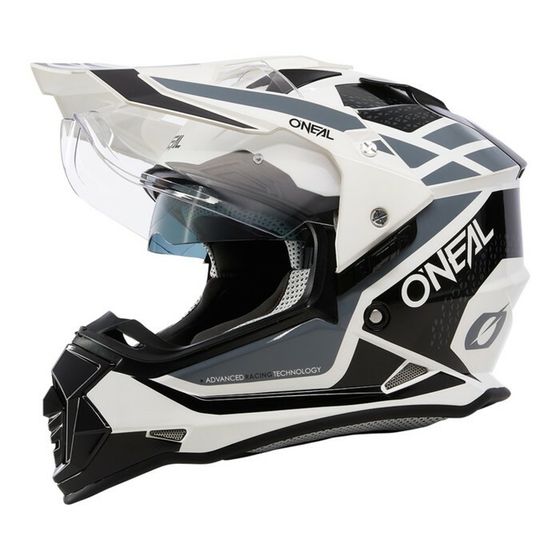 Шлем кроссовый со стеклом O&#39;Neal Sierra R V24 белый, ABS, глянец, белый/черный, S