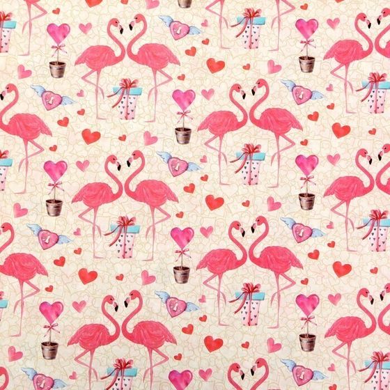 !09 Бумага крафт (набор 5 листов) «Розовый фламинго» 50 × 70 см.