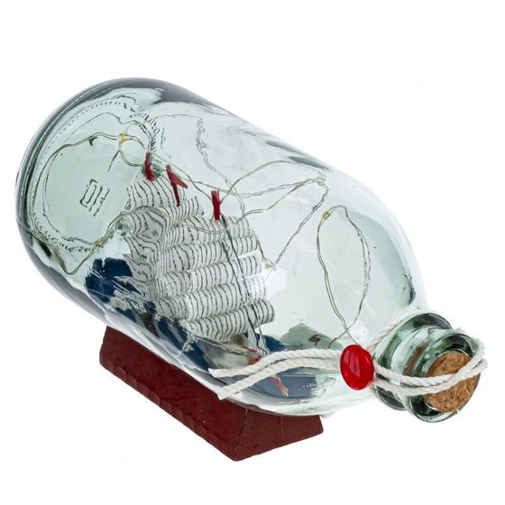 Изделие декоративное &quot;Корабль в бутылке&quot; (подсветка, 3xДR44), Д18 Ш7,5 В8,5 см