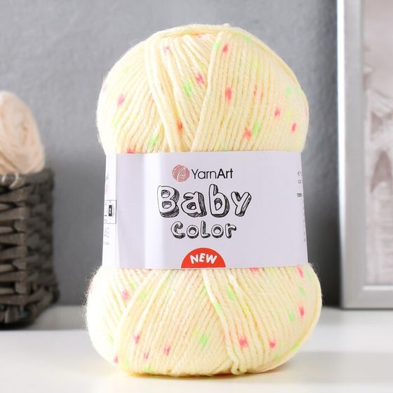 Пряжа &quot;Baby color&quot; 100% акрил 150м/50гр (219 желтый/крап)