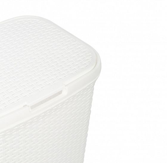 Корзина для белья с крышкой 60л Ротанг белая