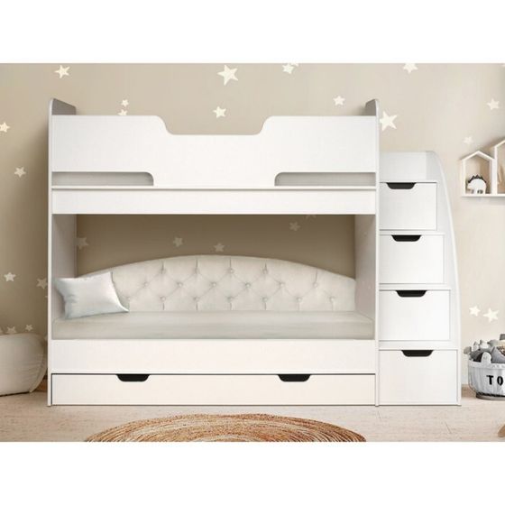 Кровать детская двухъярусная «Юниор 13», 800 × 1900 мм, цвет белый