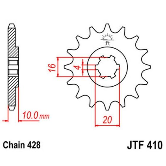 Звезда ведущая JTF410-14, F410-14, JT sprockets, цепь 428, 14 зубьев