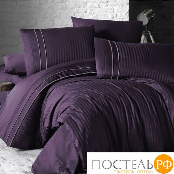 Постельное белье (Сатин де люкс) DARK евро (Stripe Style Purple)