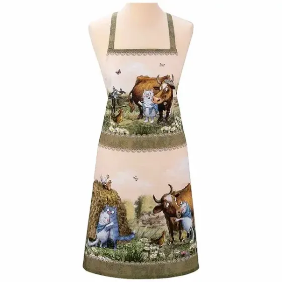 !09 Фартук "Про любовь" 100% хлопок, твил, беж