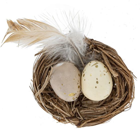 Изделие декоративное "Гнездо пасхальное", L6 W5,5 H2 см, 3в.