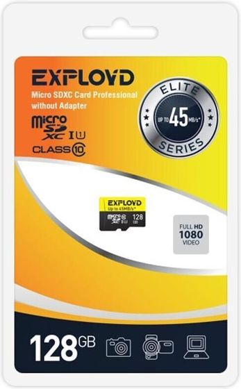 Карта памяти microSDXC 128GB Exployd EX128GCSDXC10UHS-1-ElU1