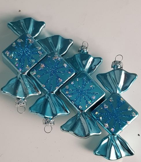 !НАБОР ЕЛОЧНЫХ ИГРУШЕК 8 ШТУК MARKO FERENZO "PINK DREAMS" - КОНФЕТА, 10 СМ., ЦВЕТ ГОЛУБОЙ