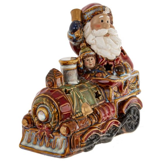 Набор из 2шт: Фигурка декор c подсветкой &quot;Дед Мороз на поезде&quot;  (LR44x6), L26 W9 H15,5 см