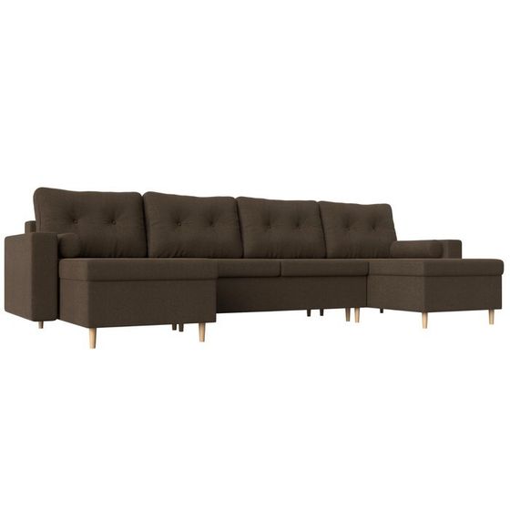 П-образный диван «Белфаст», механизм пантограф, рогожка, цвет коричневый