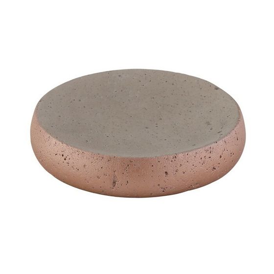 Мыльница Axentia Concrete круглая из керамики серая с позолотой, Ø 10,7 см