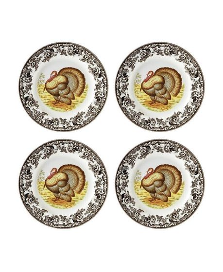 Woodland Turkey Salad Plates, Set of 4