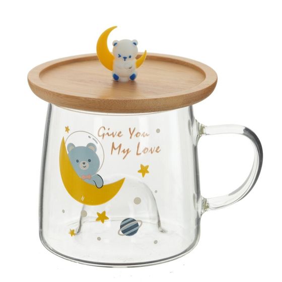 Кружка с крышкой-подставкой, 350 мл, L11 W9 H8 см, дизайн микс