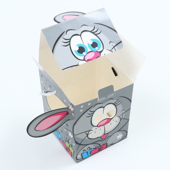 !Подарочная коробка кубик "Зайчонок", 12 х 12 х 15,5 см.