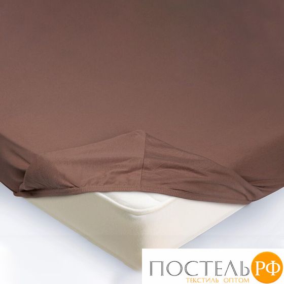 Простынь на резинке 90x200x20трикотажная цвет светло-коричневый