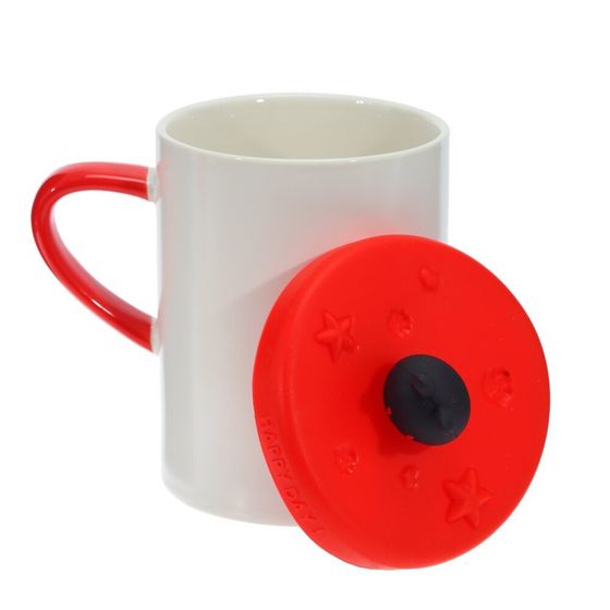 Кружка с крышкой, 400 мл, L12 W8,5 H14,5 см, дизайн микс