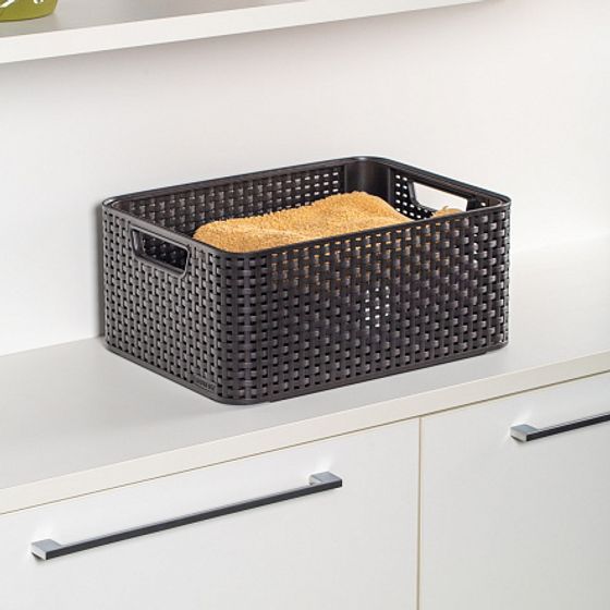 Корзина RATTAN STYLE BOX M крышка тёмно-коричневая