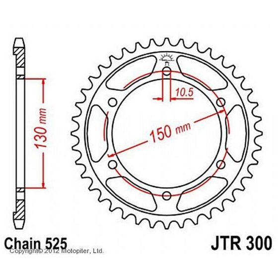 Звезда ведомая JT sprockets JTR300-39, цепь 525, 39 зубьев