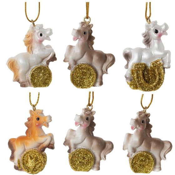 Фигурка декоративная подвесная &quot;Лошадка&quot;, L3 W1,5 H4 см, 6в.