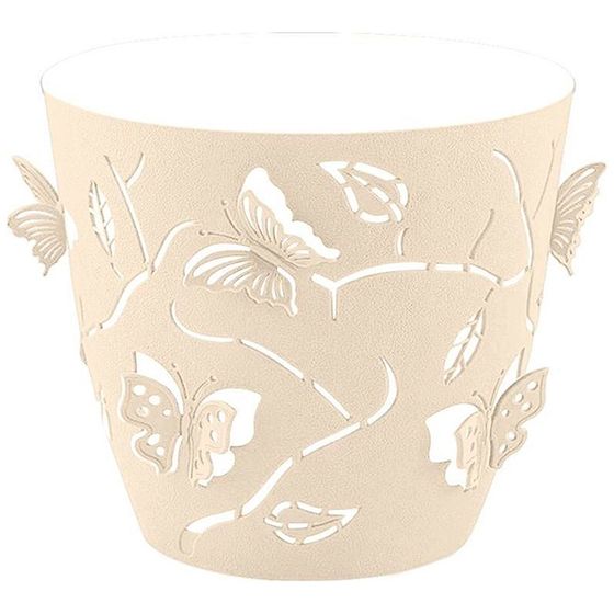 Горшок для цветов Plast Team Butterflies 0,7л D115мм круглый молочный туман