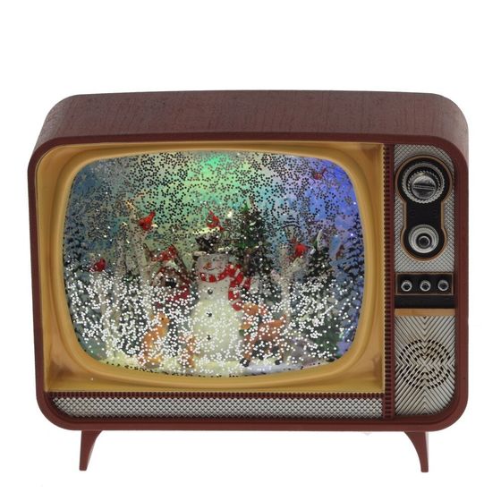 Изделие декоративное "Телевизор" (подсвет,вьюга,музыка, LR14х3 н/п +USB 100 см), L21 W12 H17 см