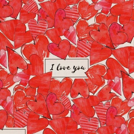 !09 Бумага упаковочная 2 листа глянцевая Love, 70 × 100 см.