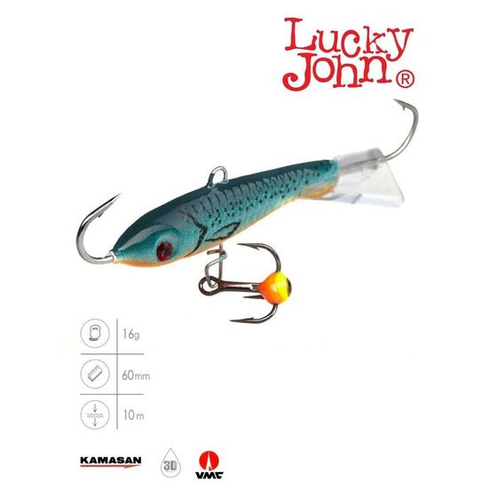 Балансир Lucky John CLASSIC 6 + тройник, 6 см, цвет 53 блистер