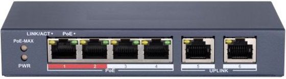 Коммутатор HiWatch DS-S604P 6x100Mb 4PoE+ 35W неуправляемый