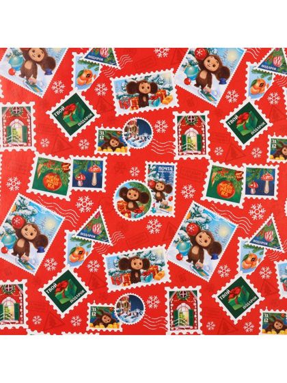 !09 Бумага упаковочная «Новый год» 70 х 100 см, Чебурашка