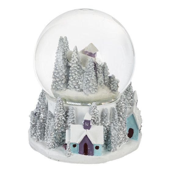 Фигур декор в стекл шаре &quot;Снеговик/Дом&quot; (подсв, муз, вьюга, AAAх3 н/п), D 10 см, L12 W11,5 H14 см, 2