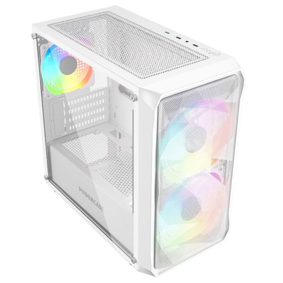 Корпус Powercase Mistral Micro A3W ARGB, Tempered Glass, 2x 140mm ARGB PWM+1x 120mm ARGB PWM, белый, mATX  (CMMAW-A3)