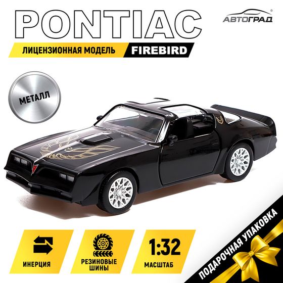 Машина металлическая PONTIAC FIREBIRD, 1:32, открываются двери, инерция, цвет чёрный