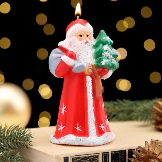 Свеча декоративная &quot;Дед Мороз сам ёлку принёс&quot; микс, 12,5 см