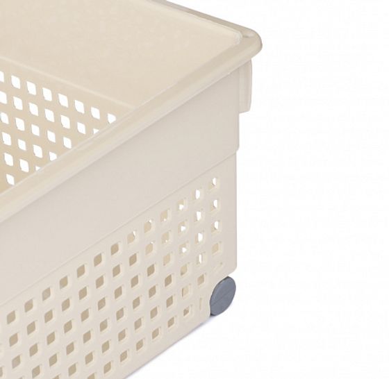 Контейнер ЛОФТ латте 305х210х125мм на колесах широкий