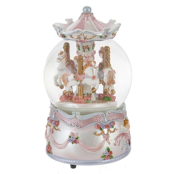 Фигурка декоративная в стекл шаре &quot;Карусель&quot; (ключ,муз, движ), D10 см, L9,5 W9,5 H17,5 см, 2в.