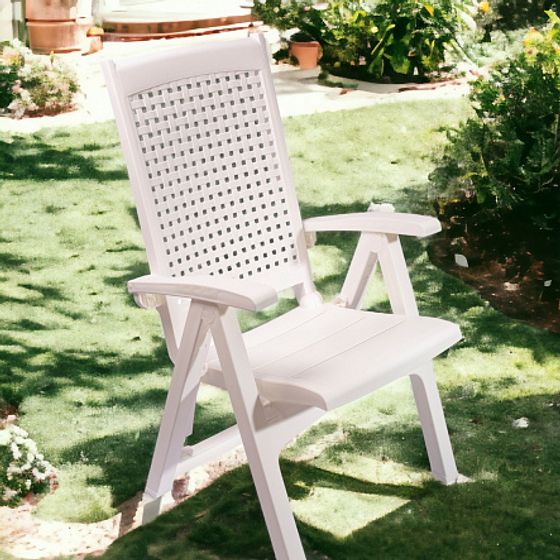 Кресло METAL белое пластиковое складное