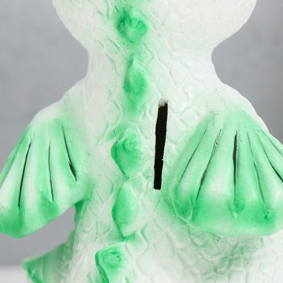 !09 Копилка "Дракончик" 18х10х10 см, цвет бело-зеленый