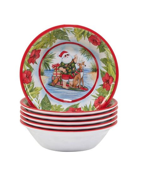 Santa&#39;s Wish 7.5&quot; x 2&quot; Melamine All Purpose Bowls, Set of 6