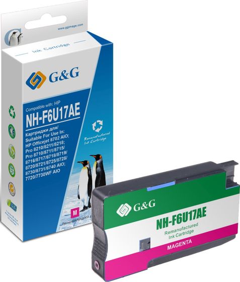 Картридж струйный G&amp;G GG-F6U17AE F6U17AE пурпурный (26мл) для HP OJ Pro 7740/8210/8218/8710/8715