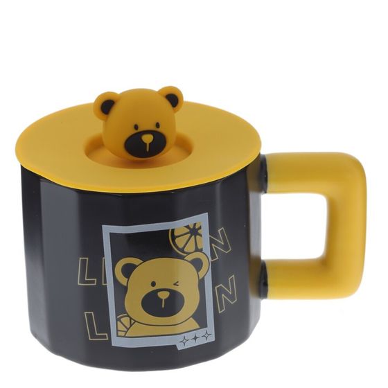 Кружка с крышкой, 470 мл, L14 W10 H10 см, 4в.