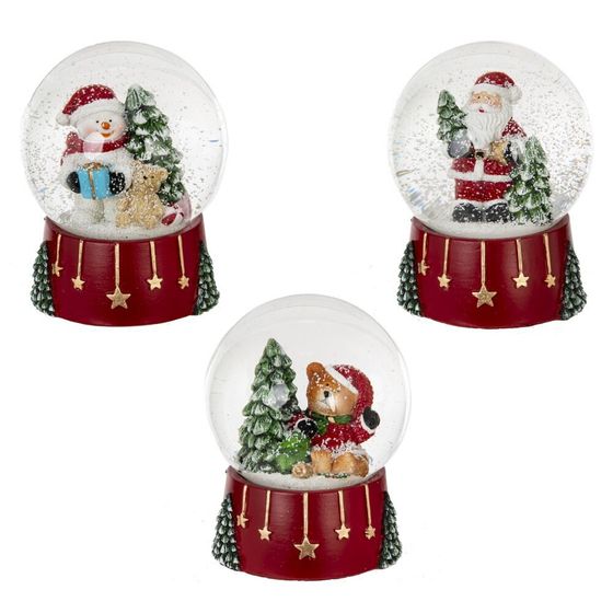 Фигурка декоративная &quot;Дед Мороз/Снеговик/Медвежонок&quot; в стекл шаре, L9 W8 H10 см, 3в.