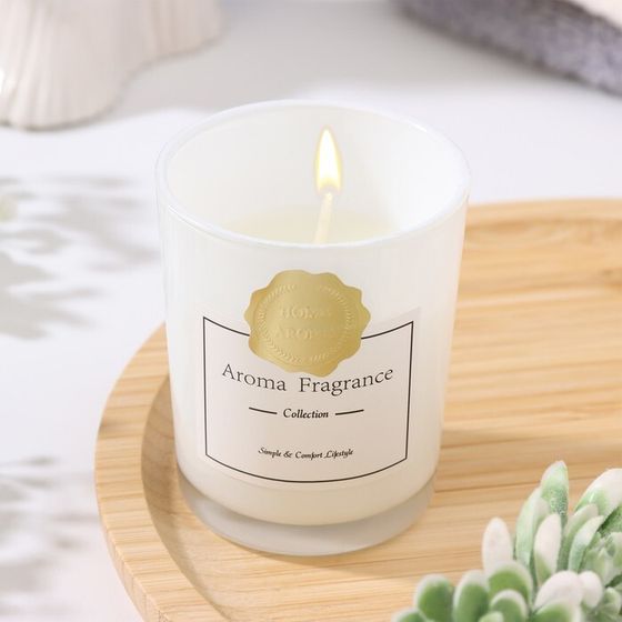 Свеча ароматическая &quot;Aroma Candle&quot;,белый чай, белая, 5,5х6,5 см