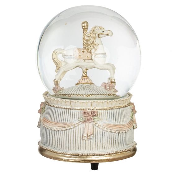 Фигурка декоративная в стекл шаре &quot;Лошадка&quot; (ключ, муз, движ), D 10 см, L9,5 W9,5 H14 см