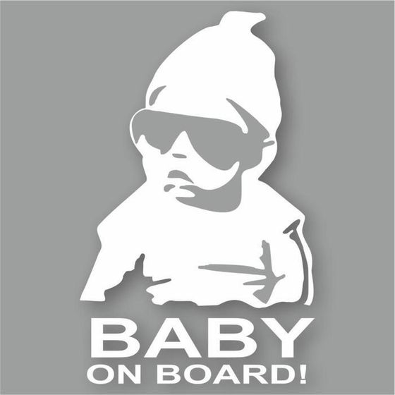 Наклейка &quot;Baby on board черные очки&quot;,плоттер, белая, 10 х 15 см